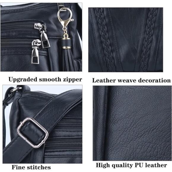 Black Crossbody Bags Pocketbooks Soft PU Leather Purses and‎ Handbags for Women - Picture 5 of 6